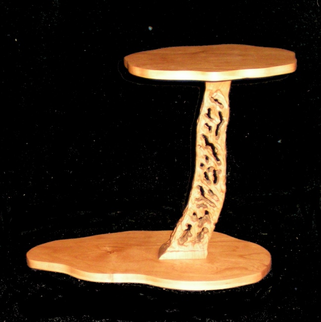 Medium Hand Carved Cherry Pedestal Stand